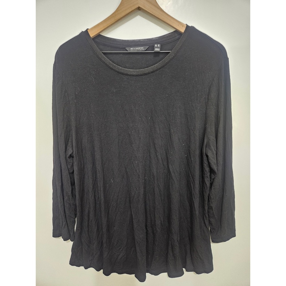 H by Halston Essentials Black Long Sleeve Crew Neck Top XL A311530